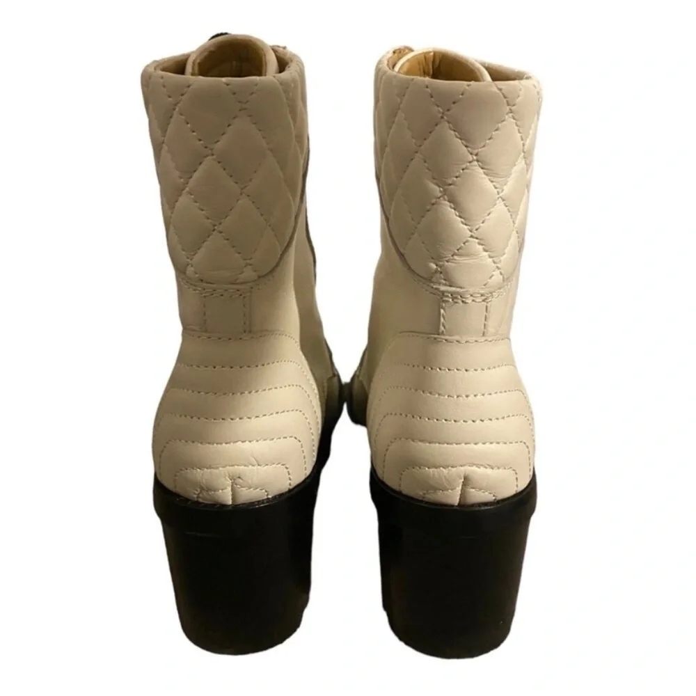 Marc Fisher Leather Combat Boots In Ivory Wyomi Style - Picture 10 of 11